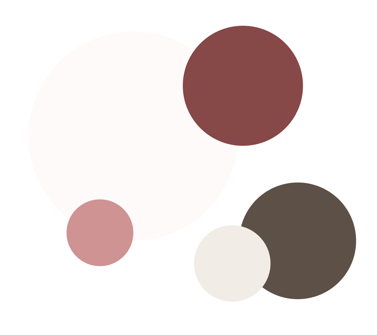 Farbpalette des Projekts anhand verschiedenfarbiger Kreise in unterschiedlichen Größen